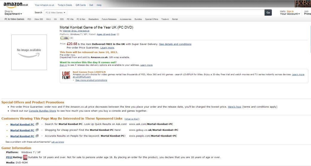 Amazon рассекретил PC-версию Mortal Kombat. - Изображение 1 Amazon рассекретил PC-версию Mortal Kombat. - Изображение 1