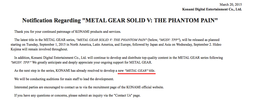 Show must go on: Konami будет выпускать новые Metal Gear без Кодзимы - Изображение 2 Show must go on: Konami будет выпускать новые Metal Gear без Кодзимы - Изображение 2