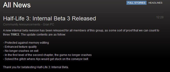 Разработчик подколол пользователей Steam бета-версией Half-Life 3 - Изображение 1 Разработчик подколол пользователей Steam бета-версией Half-Life 3 - Изображение 1